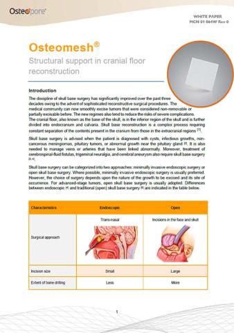 Whitepaper - Osteomesh Structural Support in Cranial Floor Reconstruction
